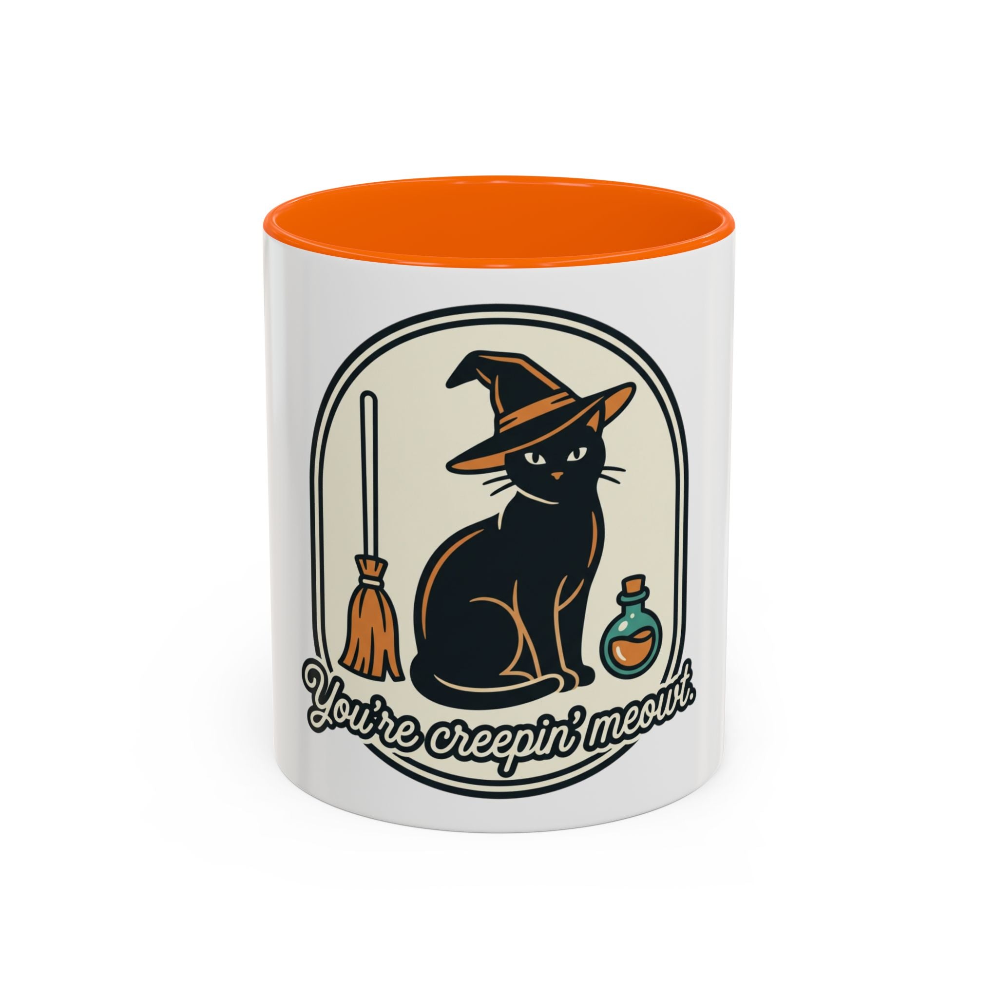 Witch Cat Coffee Mug — “You’re Creepin’ Meowt” Accent Mug