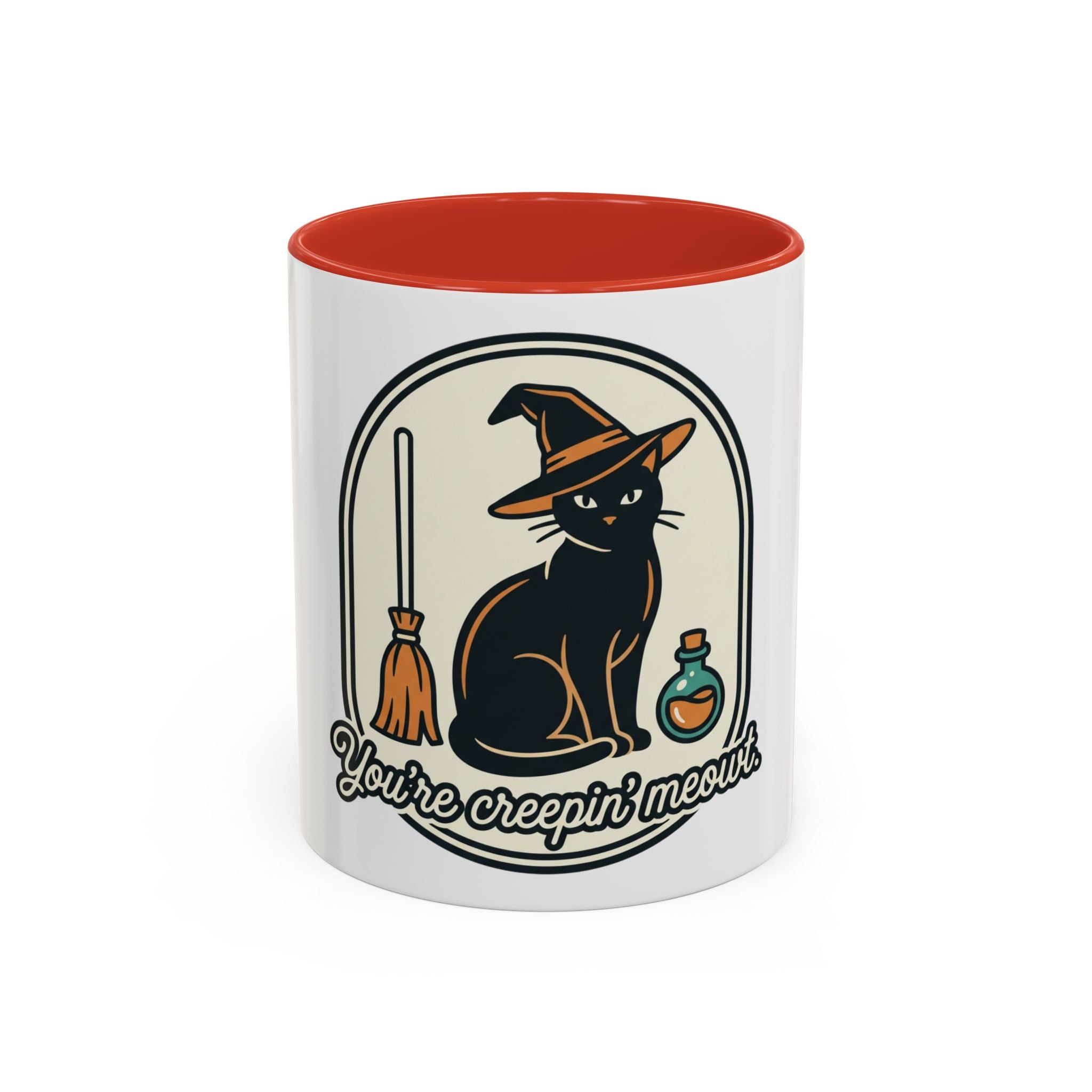 Witch Cat Coffee Mug — “You’re Creepin’ Meowt” Accent Mug