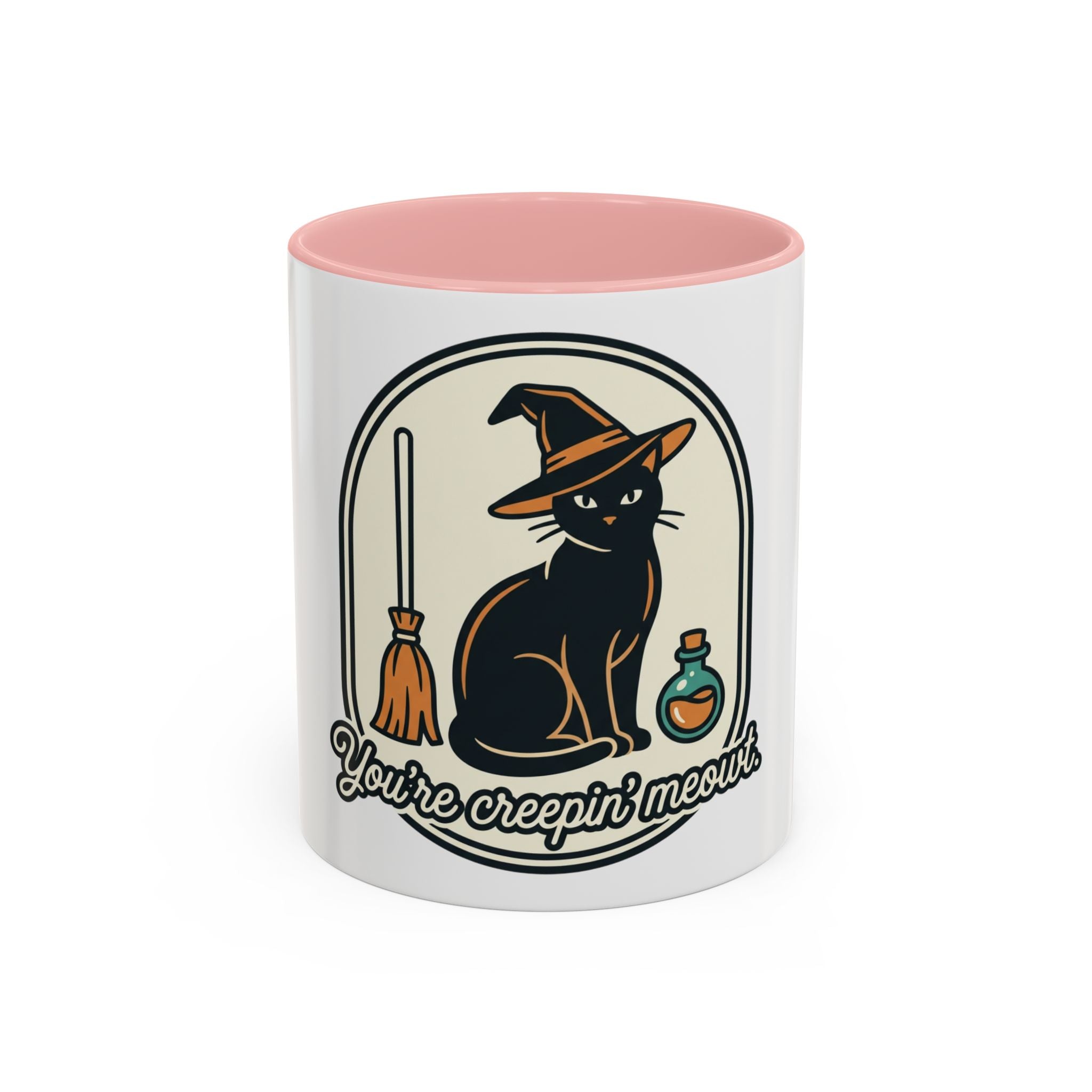 Witch Cat Coffee Mug — “You’re Creepin’ Meowt” Accent Mug
