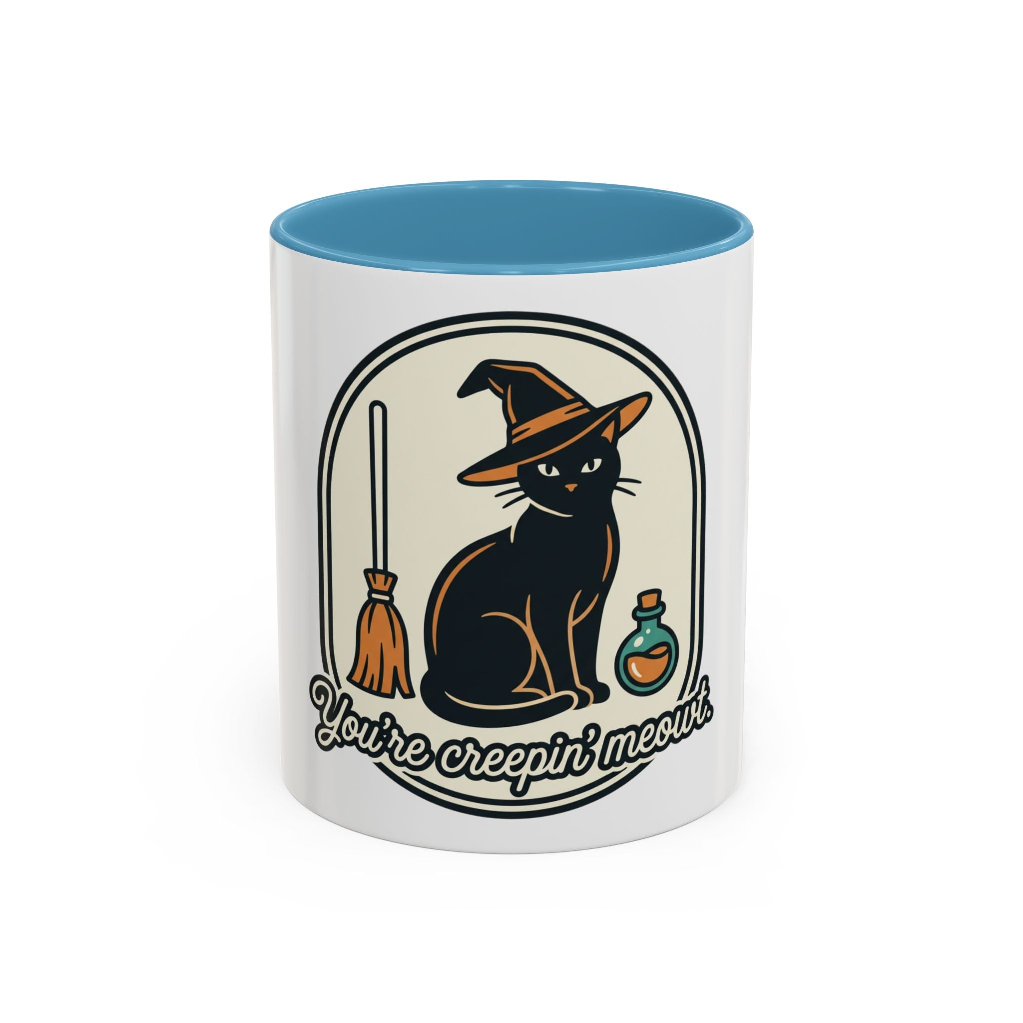 Witch Cat Coffee Mug — “You’re Creepin’ Meowt” Accent Mug